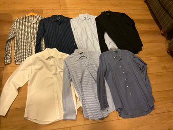 Lot Of Seven Mens Size Medium, Long Sleeve Button-down Shirts
