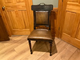 Stunning Leather Chair With Nail Head Accents