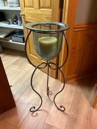 38 Inch High By 13 Inches Wide Large Candle In Metal Stand  Great Decoration Piece