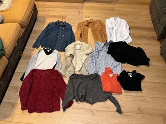 Large Lot Of Ladies Size, Medium, Long Sleeve Shirts, And Sweaters