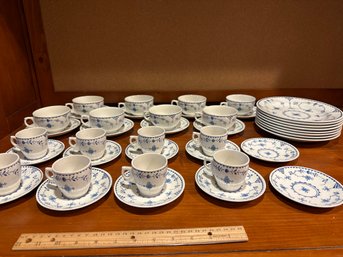 Furnivals England Vintage Service 8 Luncheon Set Lunch Plates Demitasse Cups Saucers Coffee Tea Cups Saucers