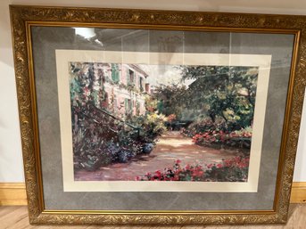 46x34 Inch Large Framed And Matted Giverny Garden Wall Art