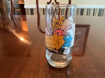 Vintage 1982 Smurf Drinking Glass 6 Inch Peyo Wallace Berrie Co HEFTY SMURF
