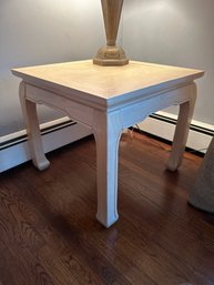 Vintage Cream Colored Wooden Square Side Table 24x21x24 Inch