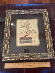 14x16 In Asian Style Bonsai Tree Wall Art In Faux Bamboo Frame