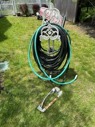 Steel And Cast Aluminum Hose Carrier With 100 Ft Of Black Heavy Hose And Sprinklerr