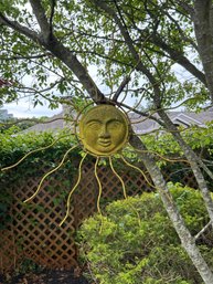 Outdoor Hanging Sun.  In Nice Condition Great For The Garden 30 X 30 Steel And Plaster