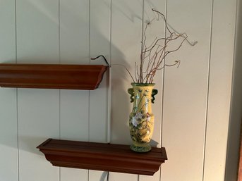 Beautiful  Wall Vase 12x5 Ceramic Bird Painting With Vase Filler Free Standing Or Hang