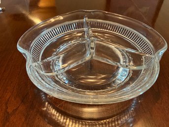 Pretty Vintage Divided Glass 8 Inch Candy Tray Bowl