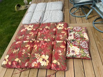 Two Sets Of Outdoor Cushions With Two Pillows In Nice Condition Great To Add To Any Chair