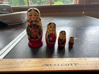 Vintage Babushka Matrioschka Folklore Beautifully Painted  4 Pieces