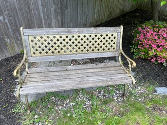 Great Wood And Metal Outdoor Garden Bench 33 Inches High By 49 1/2 Inches Long By 16 Inches Wide  Sweet