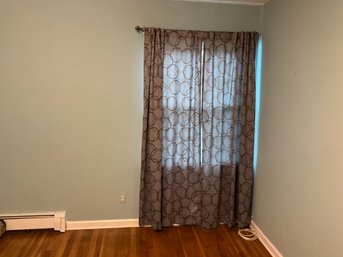 4 Floor Length, Curtain Panels, Gray, And Brown Geometric