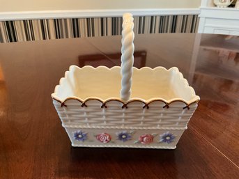 Lenox Porcelain Butterfly Basket With Gold Trim