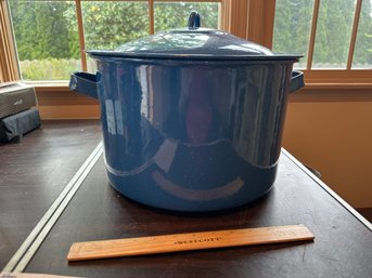 Vintage Blue Speckled Enamelware Stock Lobster Pot