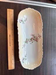 VINTAGE FLORAL OVAL CHERRY BLOSSOM CELERY SERVING DISH