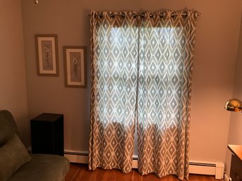 6 Gray Tan And Cream Geometric Floor Length Curtain Panels