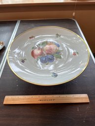 Vintage Bareuther Waldsassen Fruit Pattern Cake Stand With Gold Trim