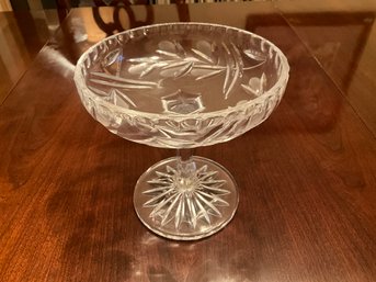 Vintage 6 Inch Cut Glass Pedestal Stem Compote Fruit, Candy And Nut Dish