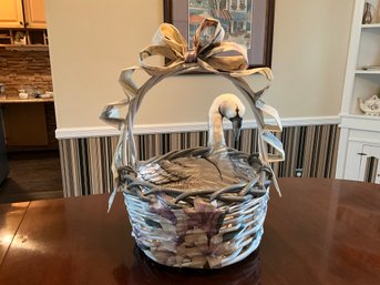 Vintage Large Floral Goose Basket