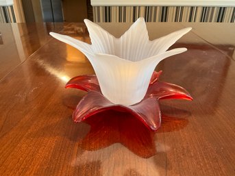 Vintage Art Glass Lily, Tulip Tea Light Votive Candle Holder