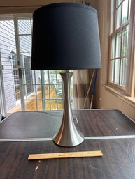 23 Inch Brushed Nickel Table Lamp With Black Shade