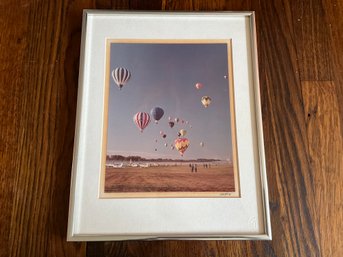 Custom Framed, Hot Air, Balloons Over Airfield Photograph, Signed, And Dated Stamped Strathmore Artist