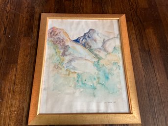 Custom Framed Watercolor, Signed By Artist April Bacon  1971