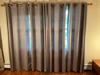 4 Gray Floor Length Curtain Panels