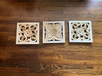 Set Of Three Geometric Square Wall Art Tiles