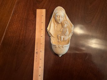 Vintage Holy Water Font Wall Hanging Mary Madonna Baby Jesus Made In Italy