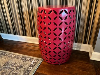 20 Inch Pretty Bright Pink Coated Steel Barrel Garden Stool