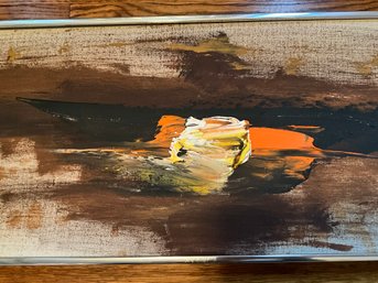 Vintage MCM  Abstract Oil On Canvas Signed IB