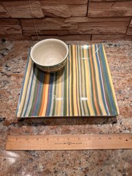 Tabletop Gallery Aurora Handcrafted Hand Painted Square Plate And Small Bowl