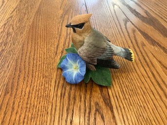 Lenox Cedar Waxwing Bird Figurine With Morning Glory Flower Fine Porcelain