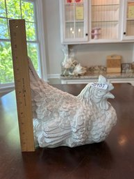 Vintage White Ceramic Rooster Sculpture Farmhouse Home Decor