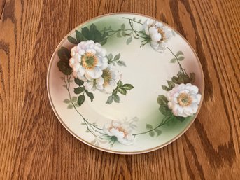 Vintage 12 Inch Hand Painted White Flower Plater