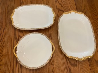 Set Of. 3 Vignaud Limoges Loesers Serving Platter 13 Inch 17 Inch 19 Inch