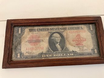 Framed 1923 $1 DOLLAR RED SEAL US NOTE