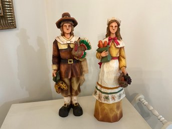 Vintage RARE Pacific Rim Large Autumn Harvest Thanksgiving Decor Pilgrim Couple