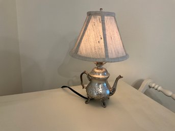 Vintage, Silver Tone Teapot Lamp