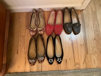 5 Pairs Of Ladies Slip On Flats Size 7 Shoes