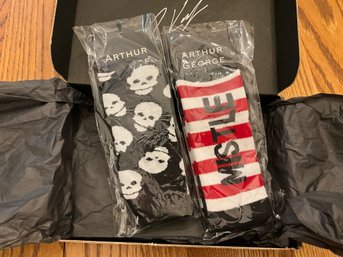 2 Pairs Of New Arthur George  Socks, Christmas, And Halloween New In Box