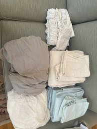 Queen Sheet Lot Cotton Flannel Very Pretty Pottery Barn With Fringe See Photos