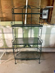 Green Bakers Rack Decorative Metal Shelving Unit Great For Gardeners