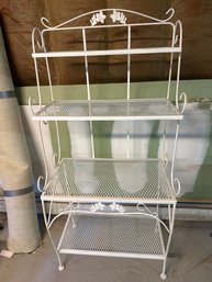 White Bakers Rack Decorative Metal Shelving Unit Great For Gardeners