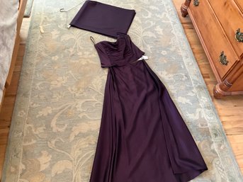 Scott McClintock Size 12 3 Piece Dress Deep Purple High Waisted Skirt, Top And Scarf