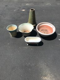 Outdoor Lit Of Clay And Ceramic Flower Pits Assorted Sizes