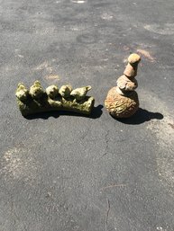 Two Cement Garden Decorations