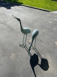 Set Of Cast Brass Storks Great For The Garden In Great Condition